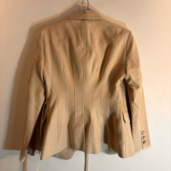 ZARA Sz M Tie Front Blazer Cotton Linen Blend Lined Made in Spain Pockets NEW - Picture 8 of 12